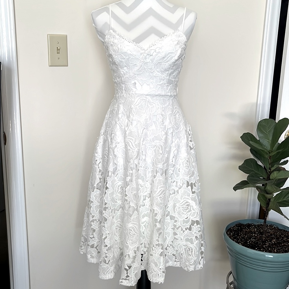 Lulus Nora Lee White Sleeveless Lace Midi Dress With Pockets Size XS - Picture 4 of 11